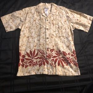 Pataloha Patagonia Hawaiian Shirt Medium Men's Tan Floral